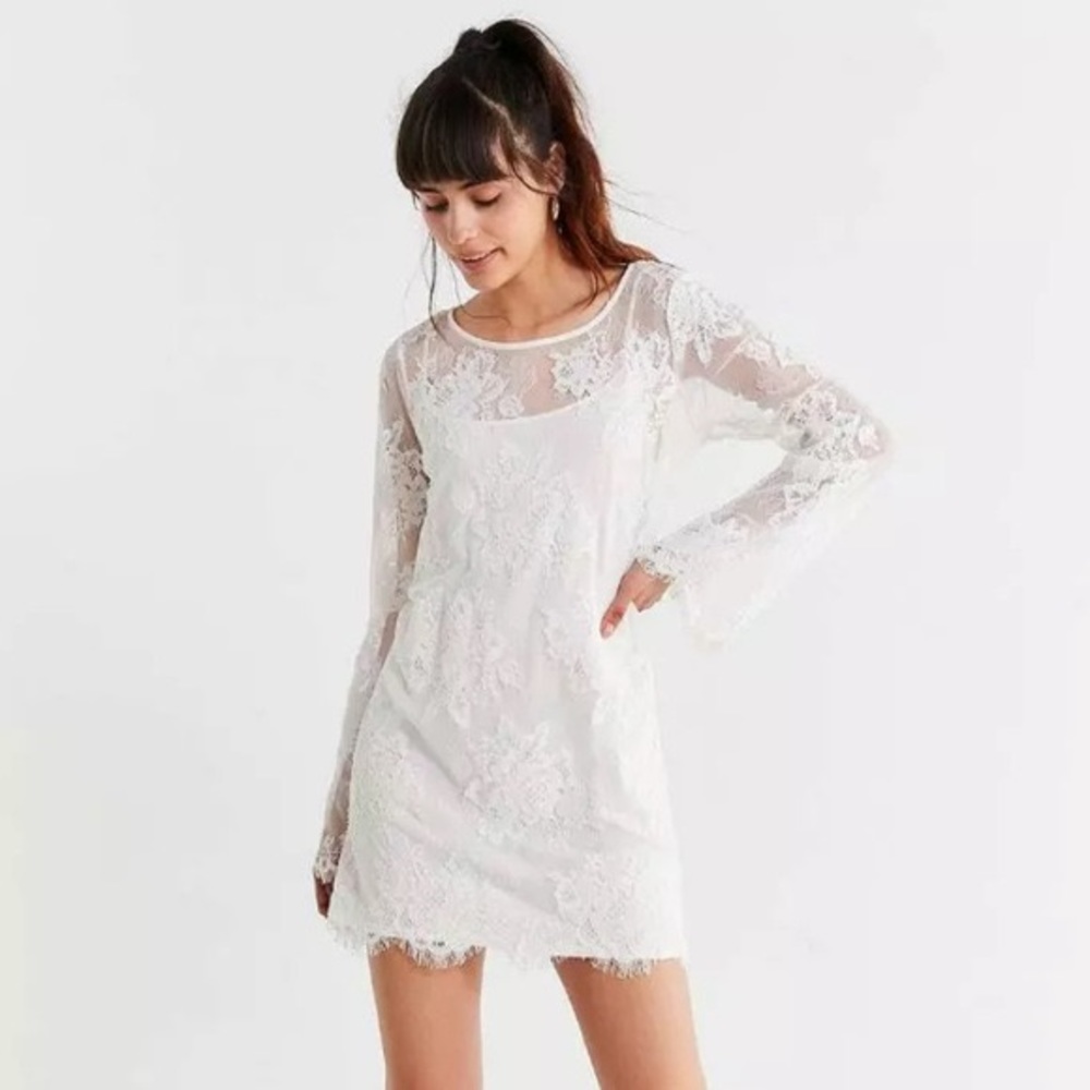 Urban Outfitters White Lace Bell Sleeve Dress